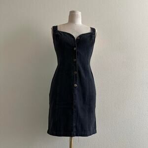 Vintage black denim mini dress